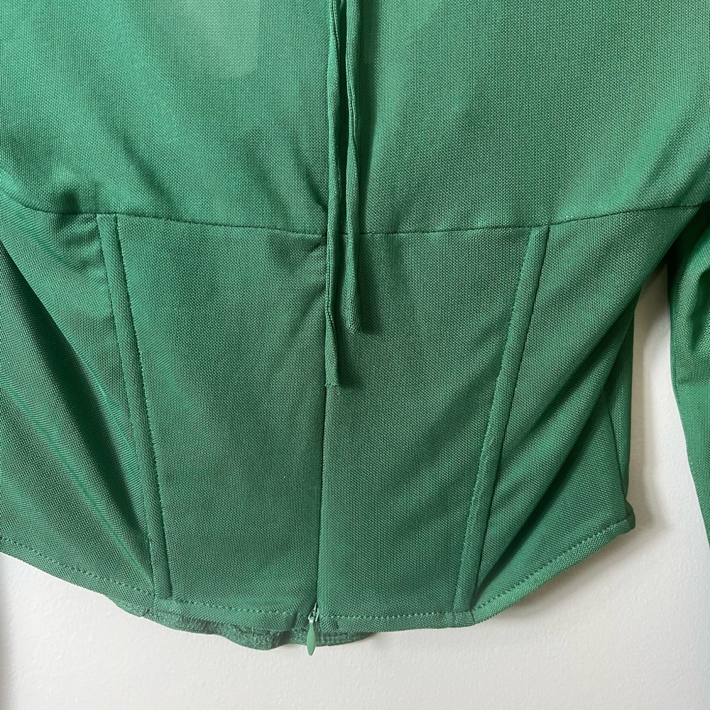 NWT Fashion Nova Melanie Mesh Corset Top Olive Green Size Medium Nightclub Y2K - Picture 9 of 9